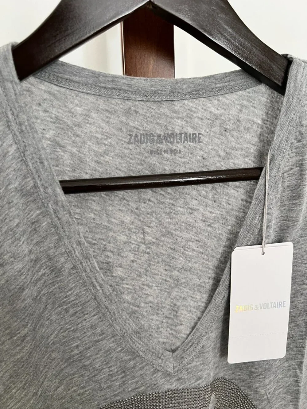 NWT - Zadig & Voltaire Brooklyn Strass T-shirts - Grey🩶 - Picture 4 of 6